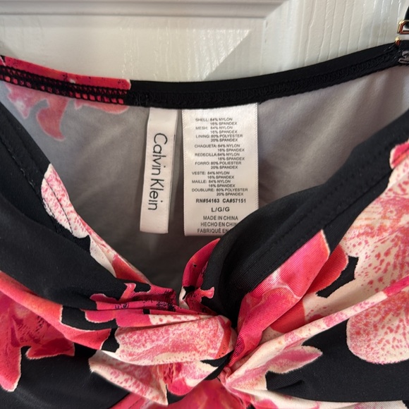 Calvin Klein Women's Floral-Print Tankini Swim Top- Black/Pink/White - L - Picture 5 of 10